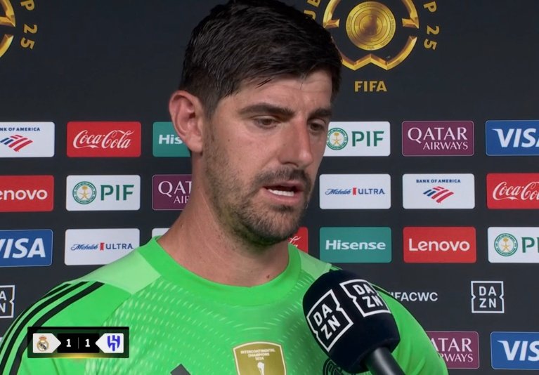 Courtois analizó el empate ante el Al Hilal. Captura/DAZN