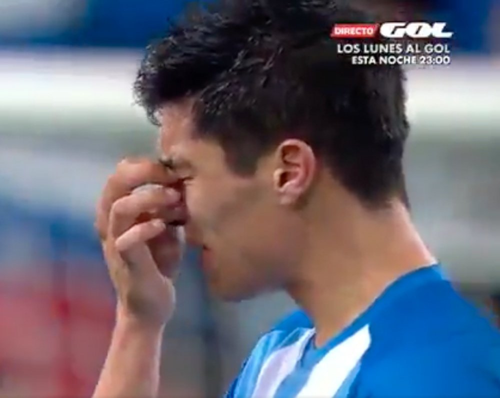 Diego González acabó llorando tras acabar el partido en La Rosaleda. Captura/GolTV