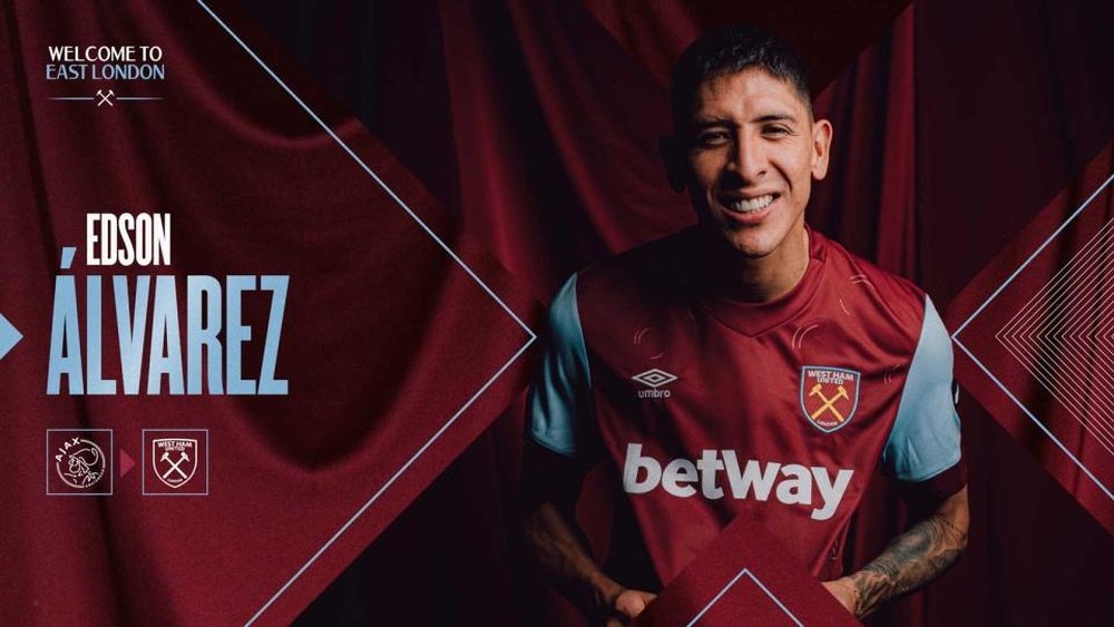 Edson Álvarez, al West Ham. Twitter/WestHam