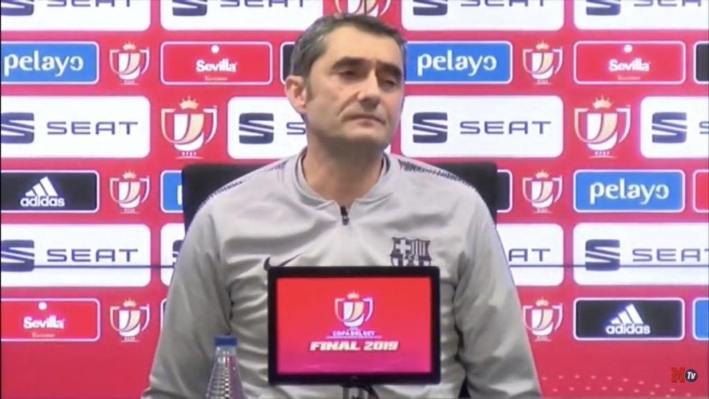 Valverde esteve na conferência de imprensa de antevisão à final da Taça do Rei. Captura/GOL