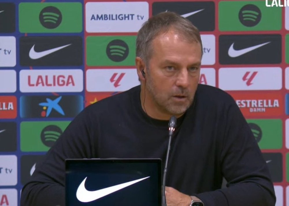Flick spoke to reporters on Wednesday about reinforcements in goal. Screenshot/LaLiga
