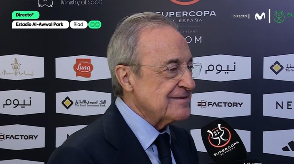 Florentino Perez avoided talking about Mbappe's transfer rumours. Screenshot/Movistar