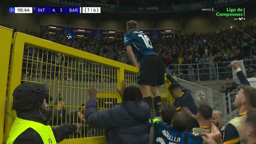 Davide Frattesi puso por delante al Inter en la prórroga. Capturas/MovistarLigadeCampeones