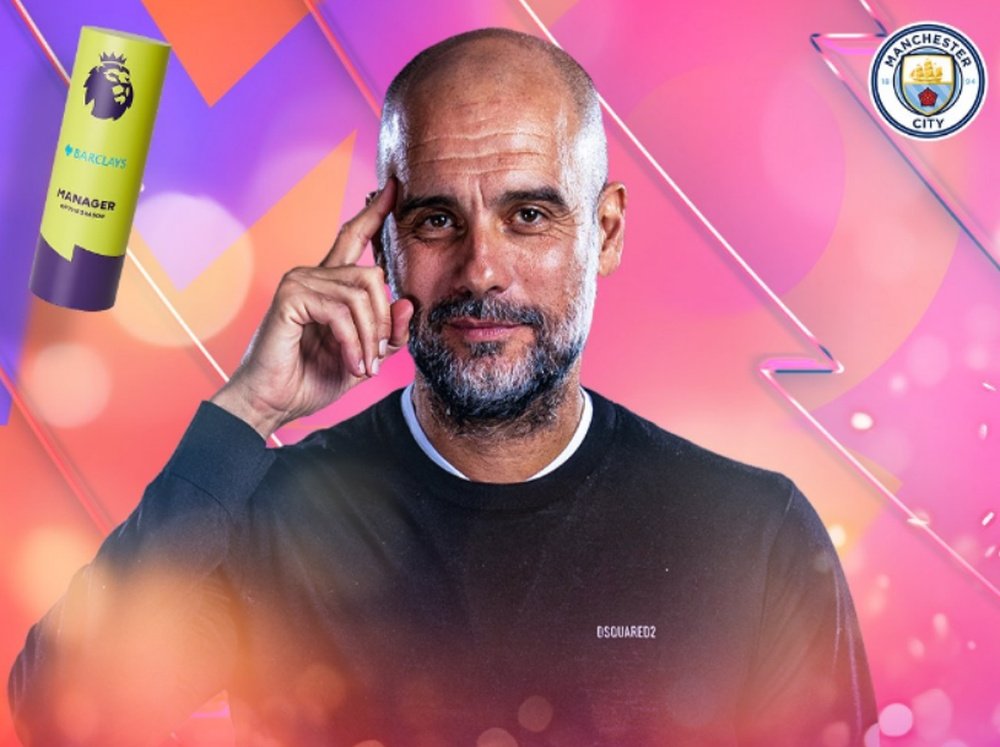 Guardiola beat Arteta, Klopp, Iraola and Emery in the voting. Screenshot/premierleague