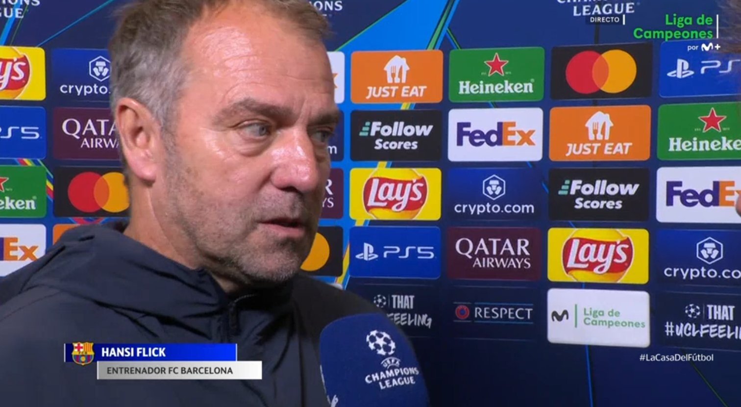 Hansi Flick hailed Lamine Yamal's performance against Inter. Screenshot/MovistarLigadeCampeones