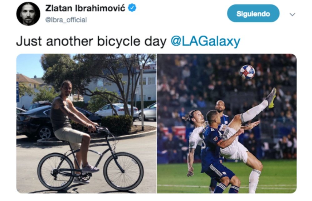 Ibrahimovic vaciló de chilena en las redes. Twitter/Ibrahimovic