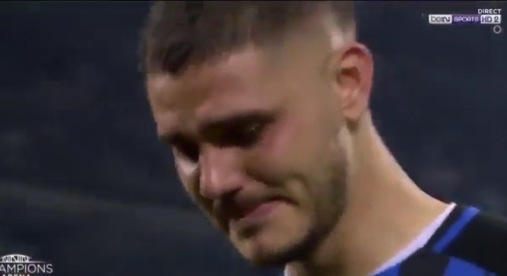 Icardi rompió a llorar. Captura/beINSports