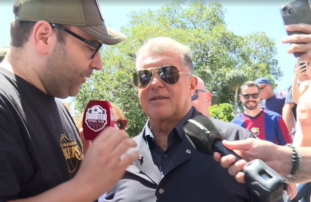 Laporta habló en la previa en los micrófonos de 'Jijantes'. Captura/Jijantes