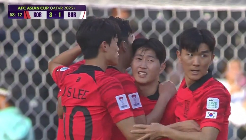 Kang-In Lee metió dos goles ante Baréin. Captura/AFCAsianCup
