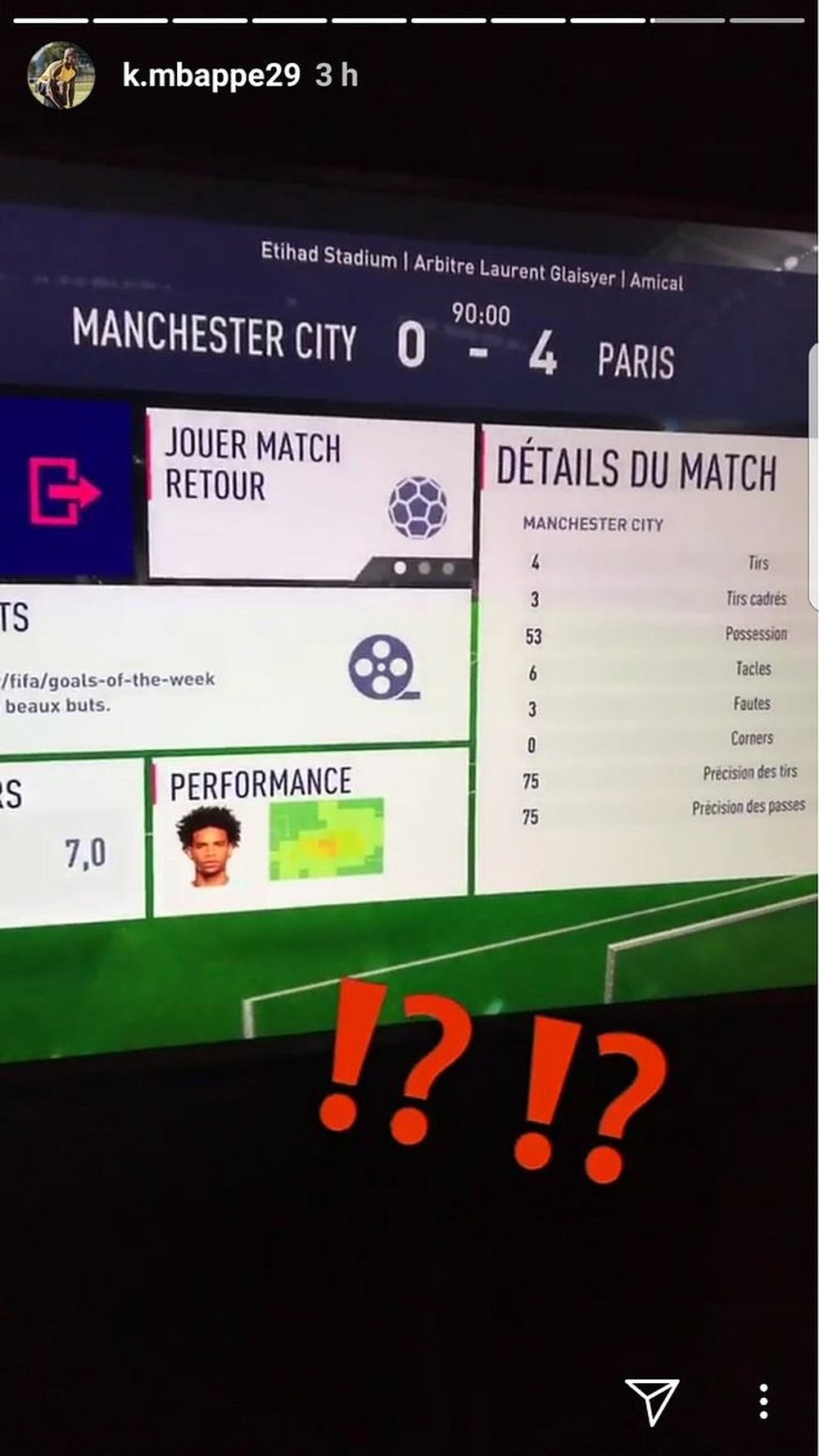 La estrella francesa realizó su primera humillación en el FIFA al City. Instagram/Mbappé