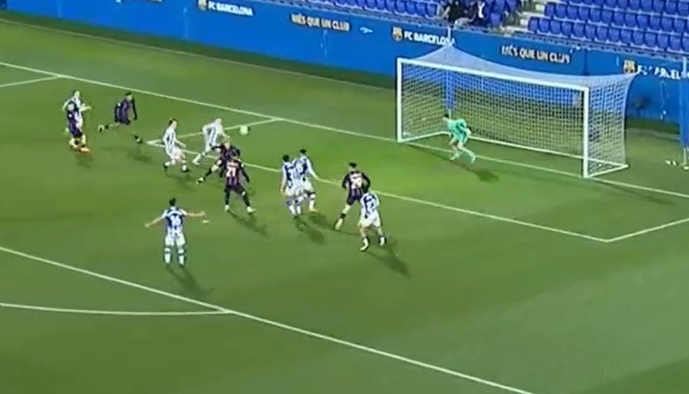 El Barça Atlètic igualó a uno con la Real Sociedad B. Captura/InSportsTV