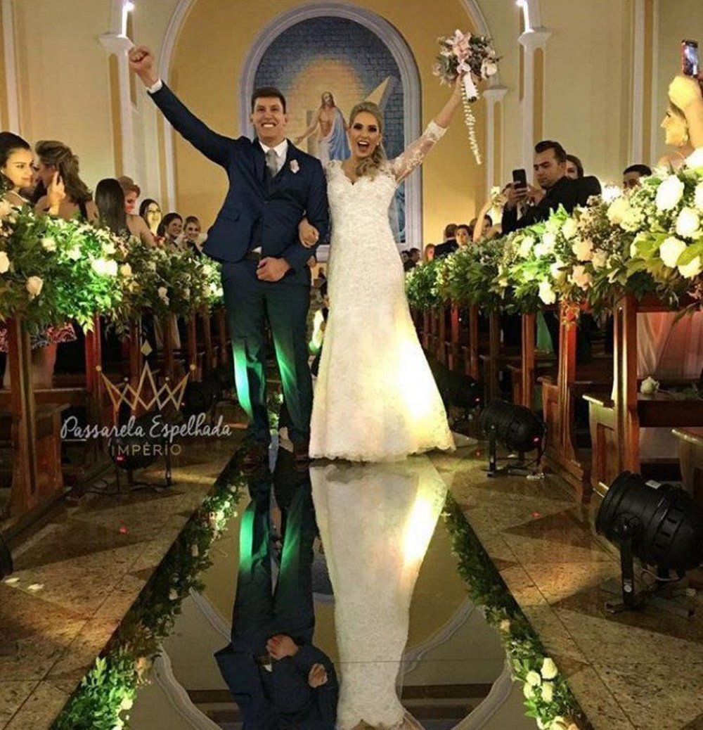 Follmann se casó en Chapecó con Andress Perkovski. Twitter/ESPN