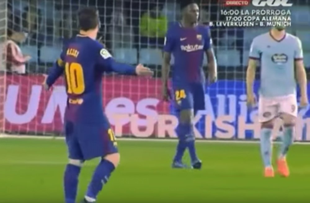 Messi told Yerry Mina off. Screenshot/GOL
