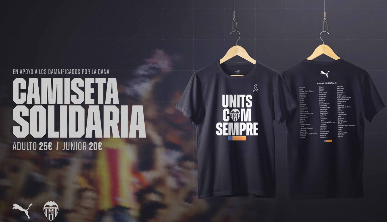 El Valencia lanzó una camiseta solidaria. Captura/Valencia