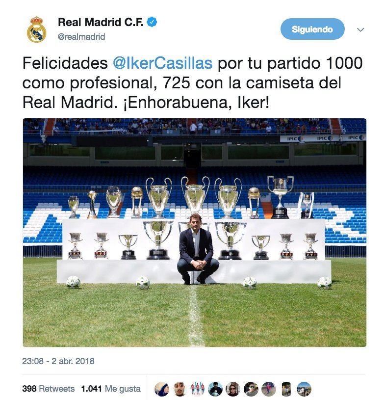 El Real Madrid se acordó de Casillas en su partido número 1.000. Captura/RealMadrid