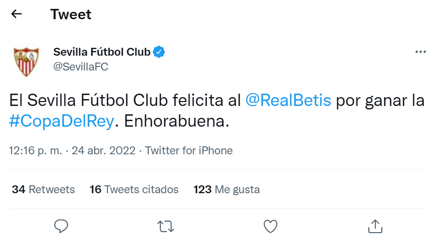 Sevilla Congratulated Betis After Winning The Copa Del Rey