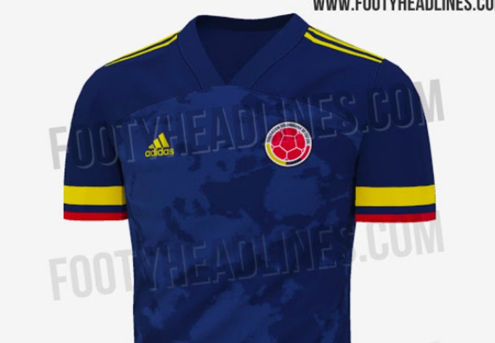 Esta sería la nueva camiseta de Colombia para 2020 y 2021. Captura/FootyHeadlines