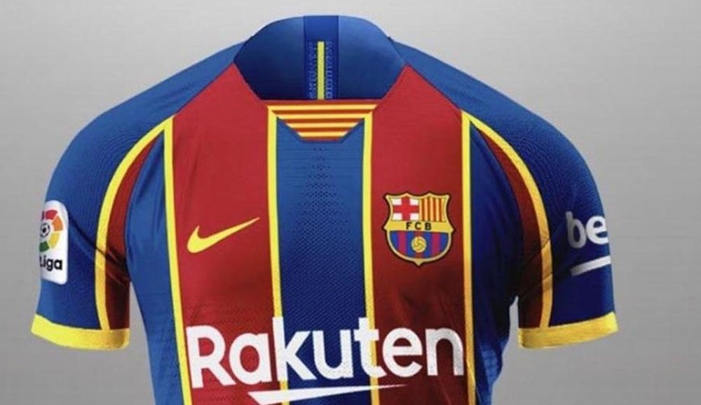 Desvelan una nueva versión de la camiseta del Barça 2020-21. Captura/FootyHeadlines