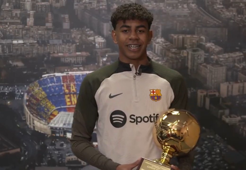 Lamine Yamal vainqueur du prix Golden Boy 'The Youngest'. Capture/FCBarcelona_es