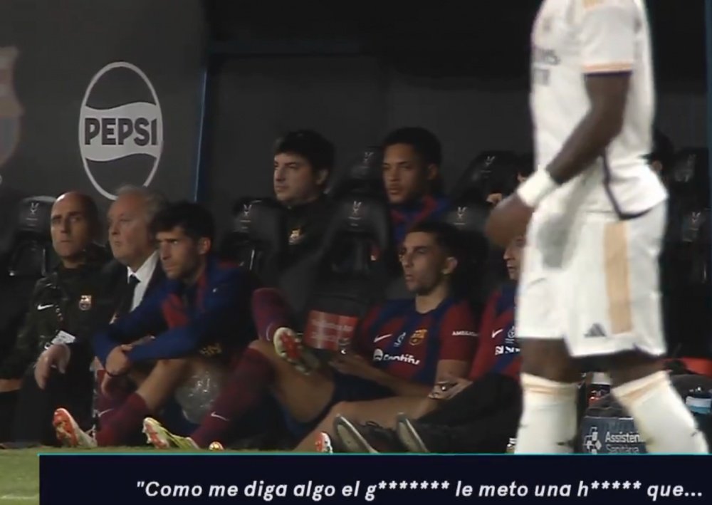 Calentada de Ferran con Vinicius. Captura/MovistarFutbol