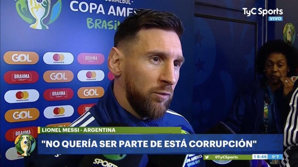 Messi al veleno al termine della gara. Captura/TyCSports