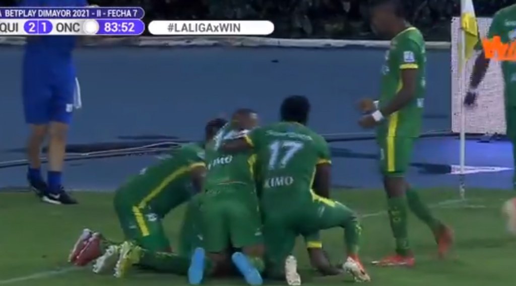 Deportes Quindío reacciona a tiempo. Captura/WinSports