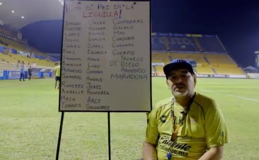 Maradona pidió el apoyo de su afición. Captura/Dorados
