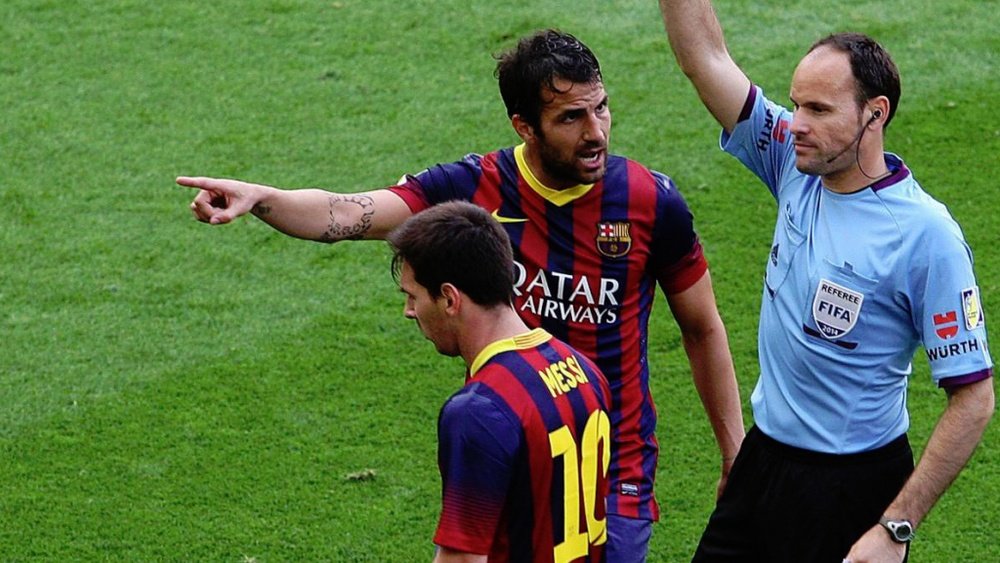 Mateu Lahoz anuló un gol a Messi que dio la liga de 2014 al Atleti. AFP/Archivo