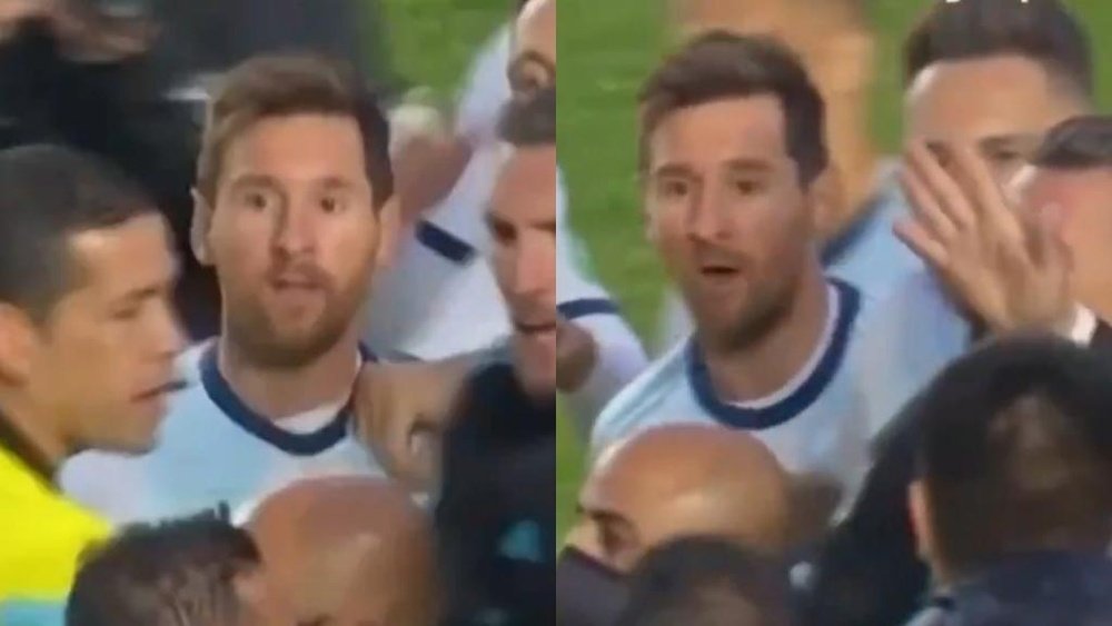 Messi, enfadado tras el Bolivia-Argentina. Captura/TyCSports