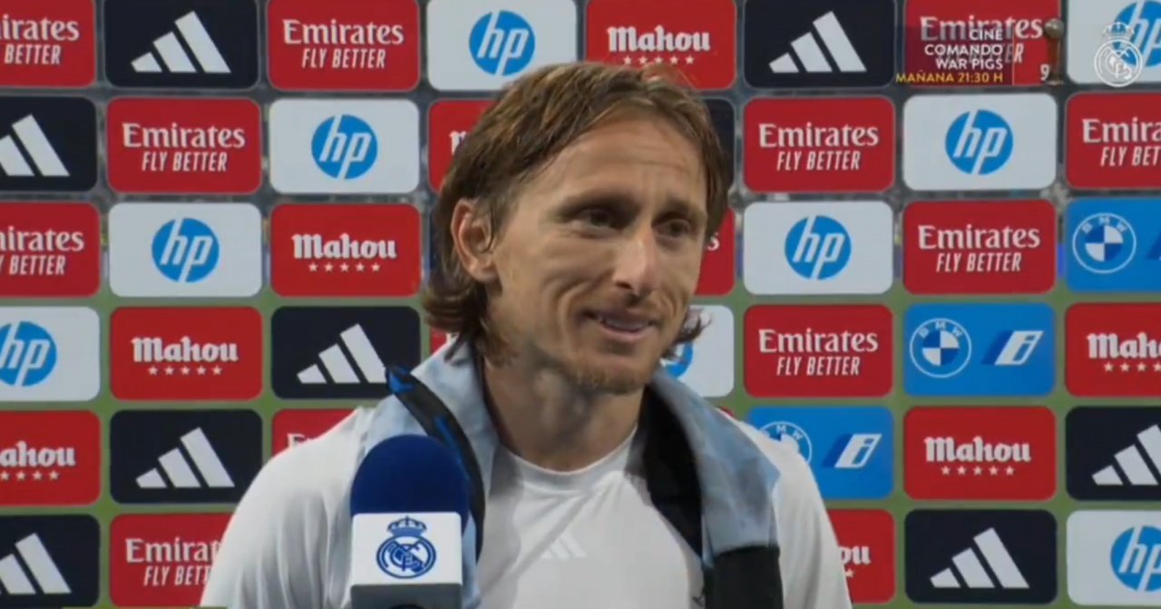 Modric, happy after giving Madrid the victory. Screenshot/RMTV