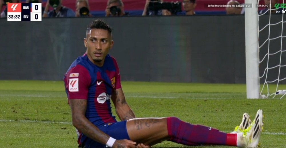 Raphinha sort sur blessure pour le Barça. Capture/MovistarLaLiga