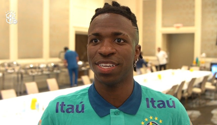 Vinicius wants to win his first major trophy with Brazil. Screenshot/CBF