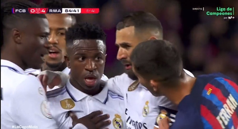 Vinicius Jr opened the scoring against Barca. Screenshot/Movistar