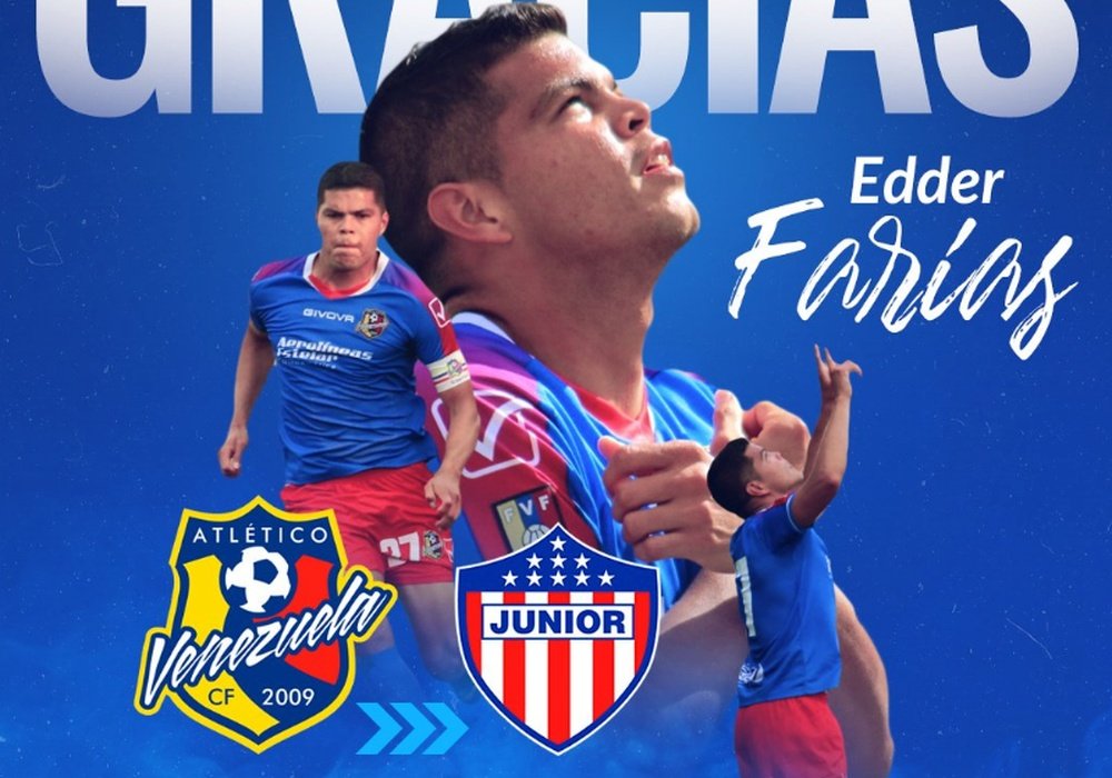 Edder Farías, cedido a Junior. AtléticoVenezuela