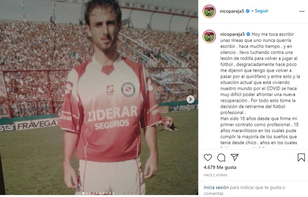 Pareja anunció su retirada. Instagram/Nicopareja5