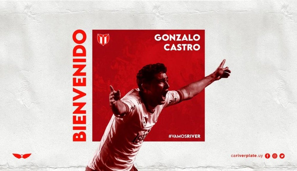 El 'Chory' Castro fichó por River Plate. Twitter/cariverplateuru