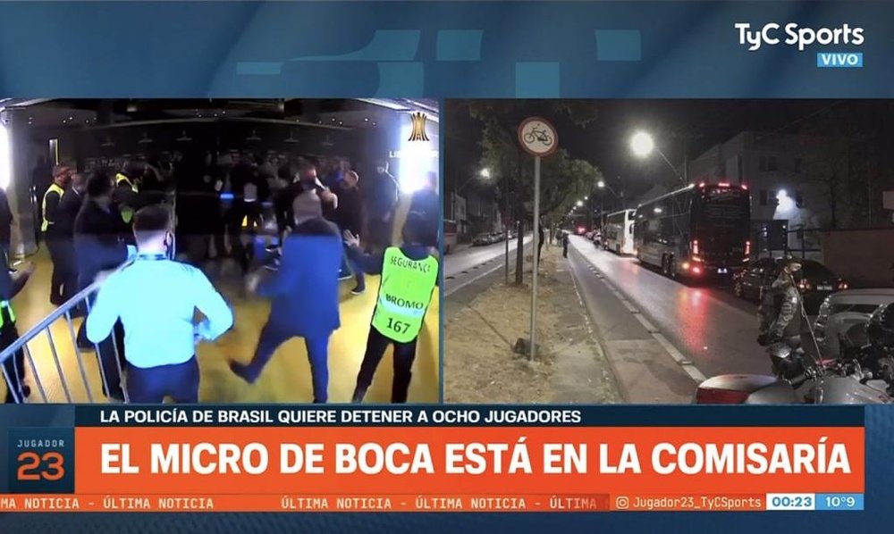 Hell broke loose after Boca Juniors lost to Atletico Mineiro. Screenshot/TyCSports