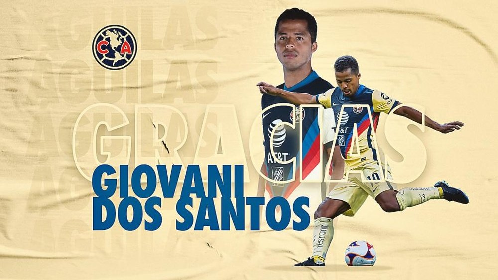 Giovani dos Santos diz adeus ao América do México. Twitter/ClubAmerica