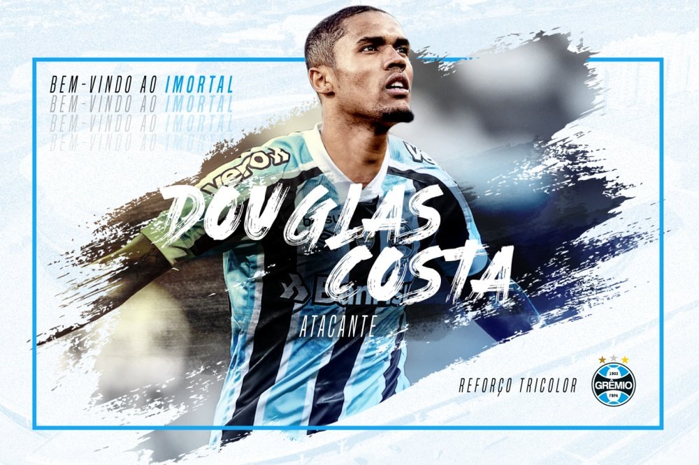 Douglas Costa voltou oficialmente ao Grêmio. Twitter/Gremio