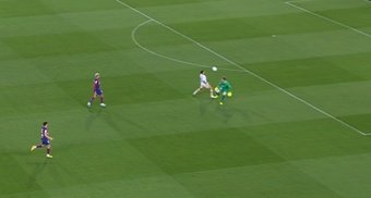Hugo duro puso el 1-1 ante el Barça. Captura/DAZN