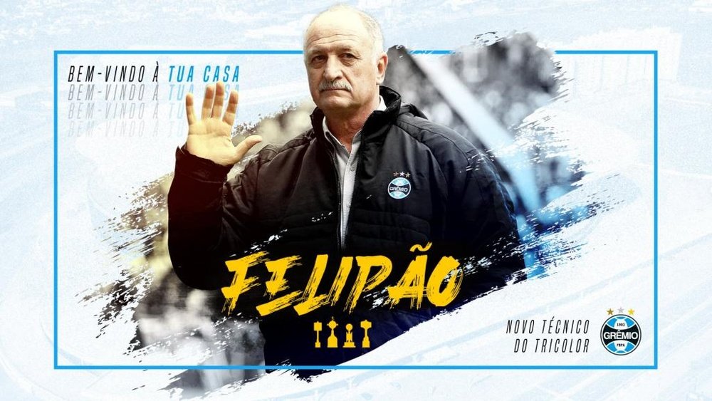 Scolari regresa a Gremio. Twitter/Gremio