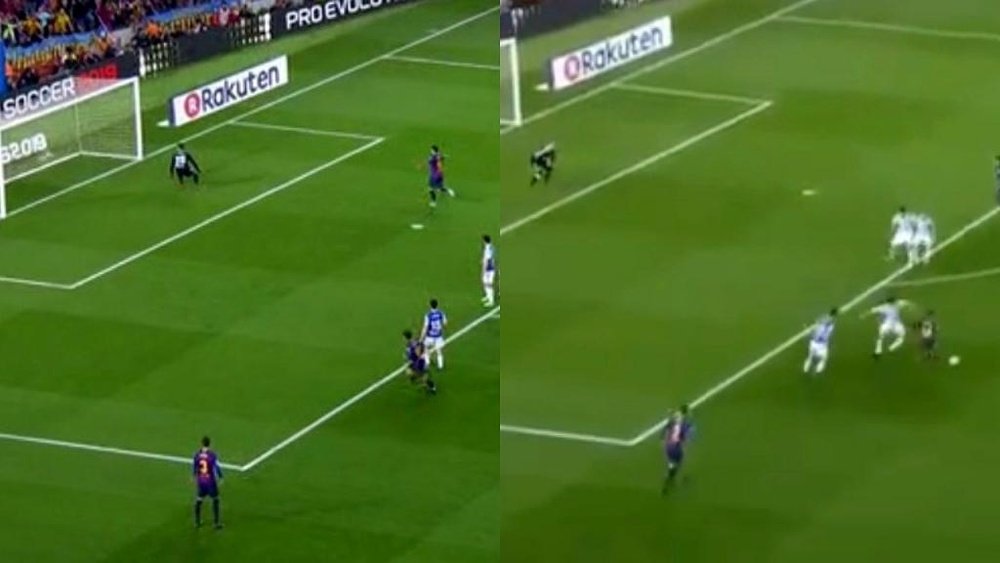 Coutinho a marqué un magnifique but face à la Real Sociedad. Capture/beINSports