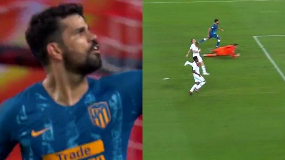 Diego Costa igualó el partido tras un gran pase de Griezmann. Captura/Movistar