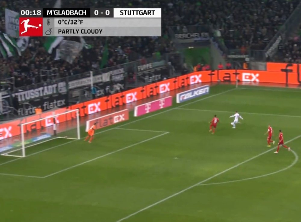 El visto y no visto del 'Gladbach' con un gol a los 19 segundos. Captura/Bundesliga