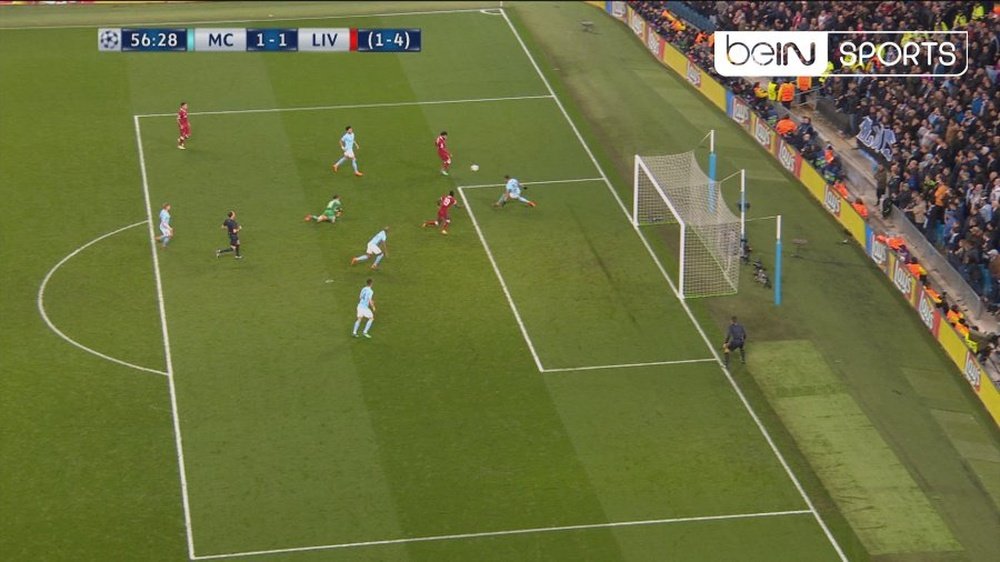 Salah equalised for Liverpool in the second half. Screenshot/beINSports