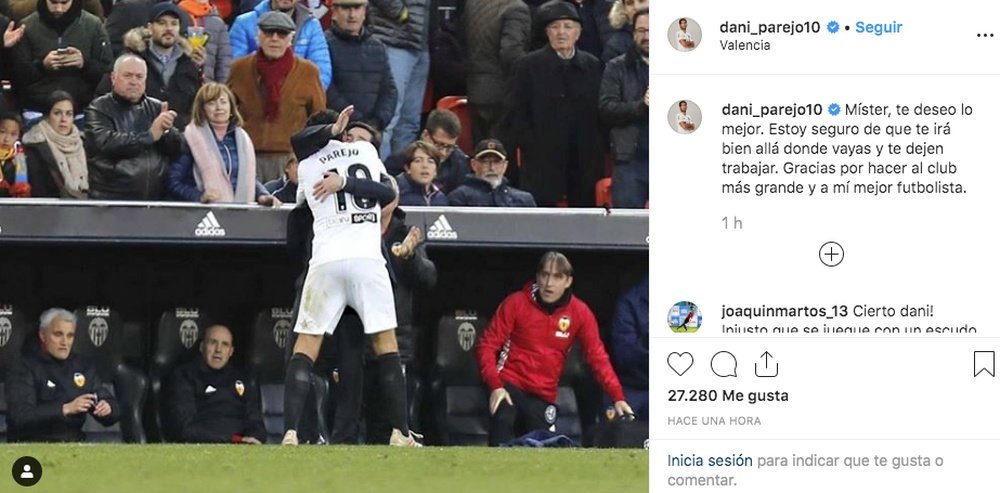 Parejo se despidió de Marcelino. Instagram/DaniParejo