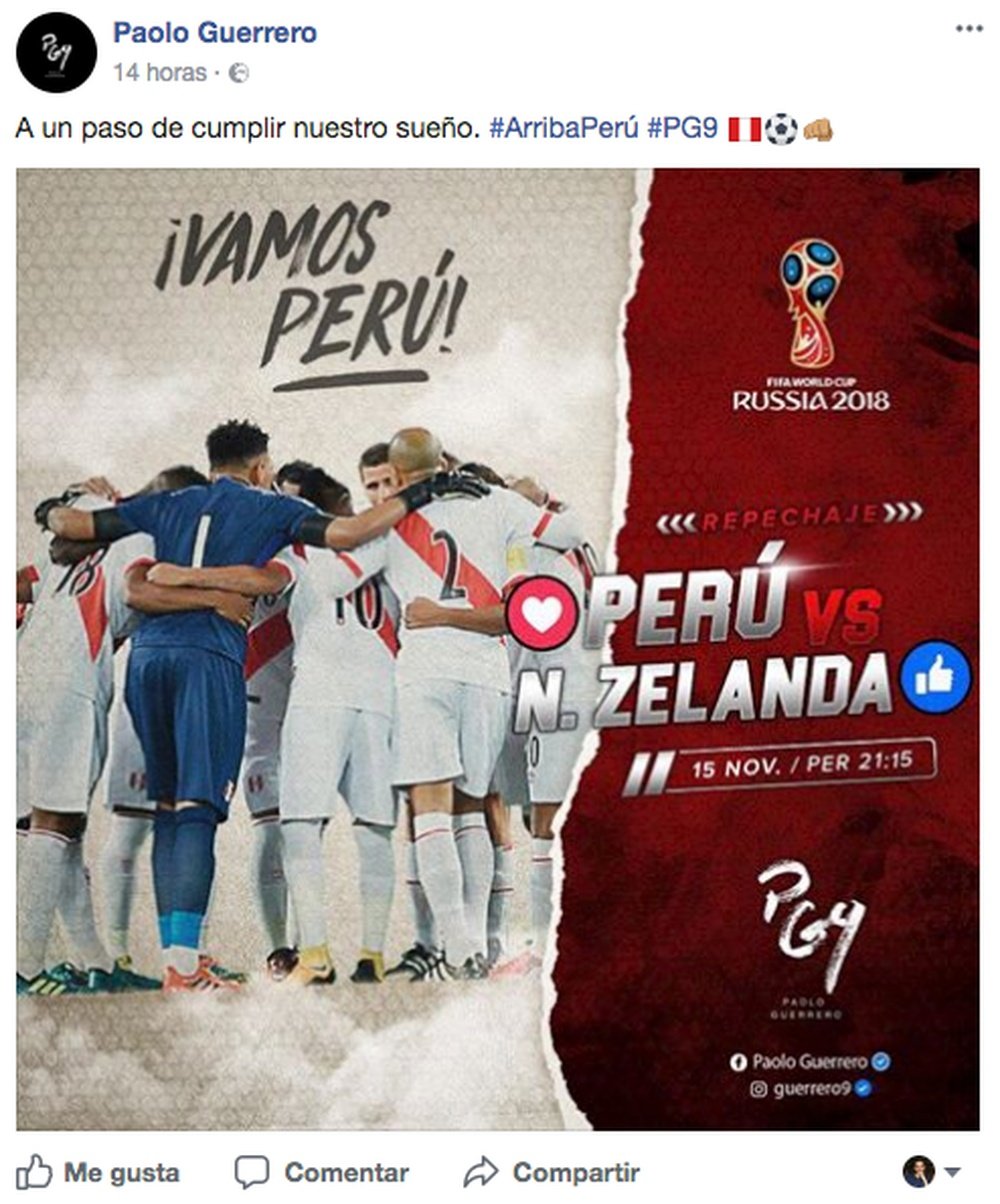 Paolo Guerrero mandó un mensaje de optimismo a los seguidores peruanos. PaoloGuerrero