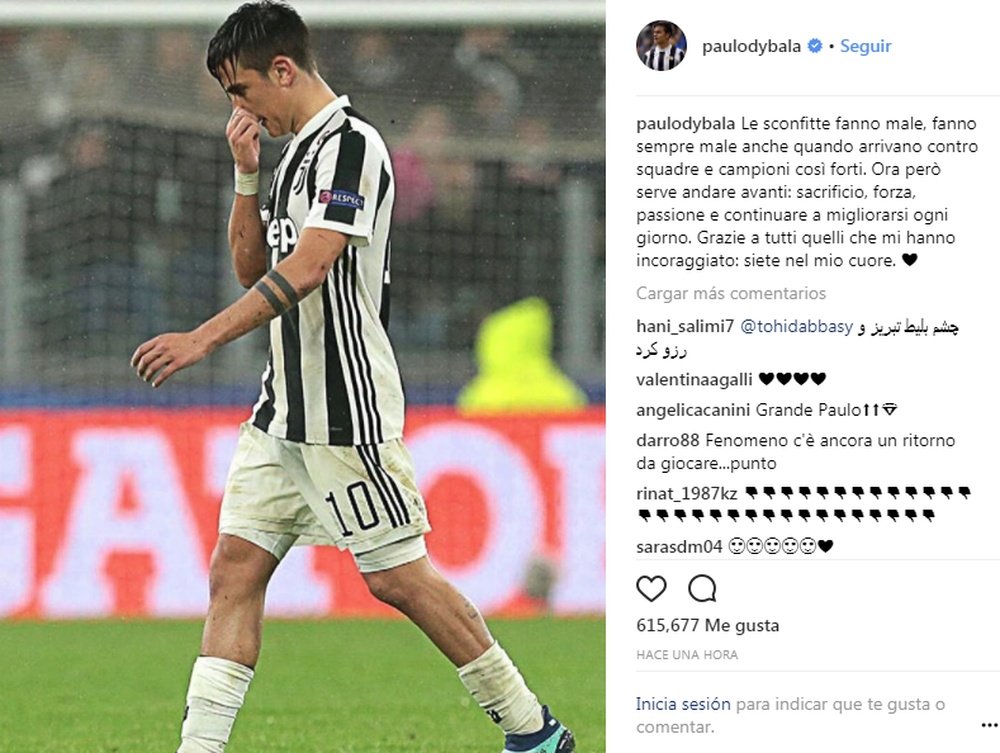 Dybala took to social media following the defeat. Instagram/Dybala