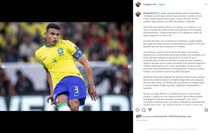 Thiago Silva no olvida la eliminación: 