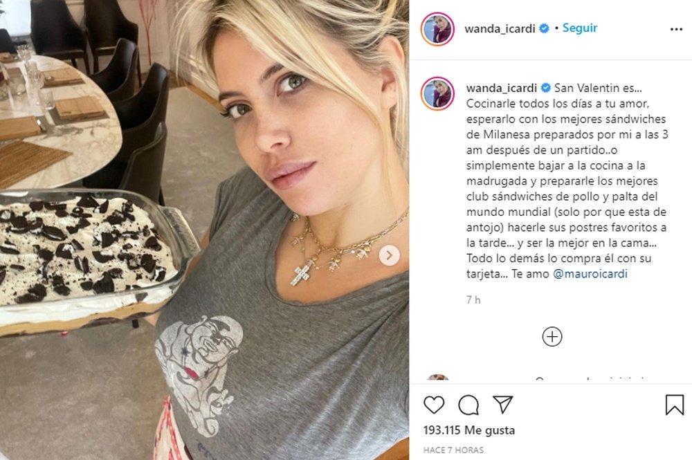 Wanda Nara desejou a Icardi um Feliz Dia dos Namorados. Instagram/wanda_icardi
